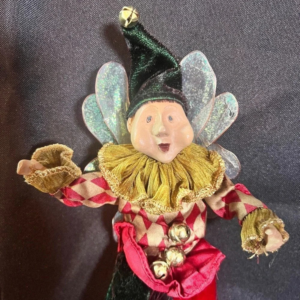 Mark Roberts‎ Christmas Fairy Elf Ornament Harlequin Jester Velvet Wings Decor